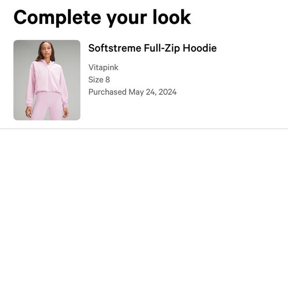 Lululemon softstreme full zip hoodie - size 8 - color: vita pink - Picture 5 of 5